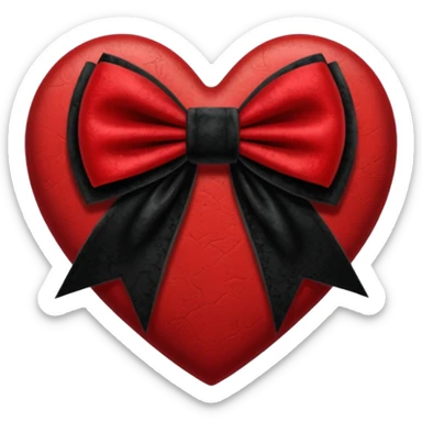heart with gothic black velvet bow sticker