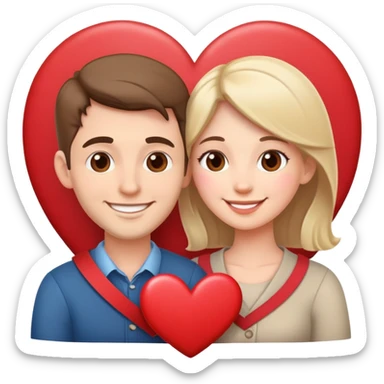 Husband and wife in love with hearts sticker