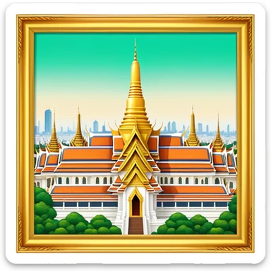 Grand Palace Bangkok Landmark Emoji – Featuring golden spires, Thai architecture, and the Emerald Buddha Temple. sticker
