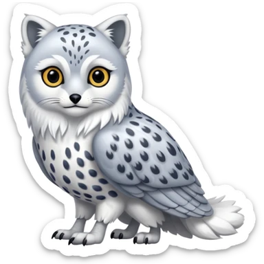 Snow-Leopard-Arctic-Fox-Snowy-Owl-fusion-hybrid-animal-creature, full body sticker