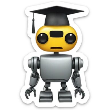 the robot in the graduate's hat sticker