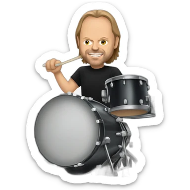 Lars Ulrich with drums sticker