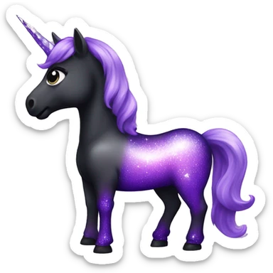 Black and purple sparkling unicorn  sticker