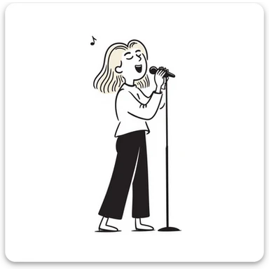 Sabrina Carpenter singing with a microphone and blonde hair sticker