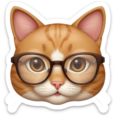 cute girl cat with really big square glasses with super thin frames sticker