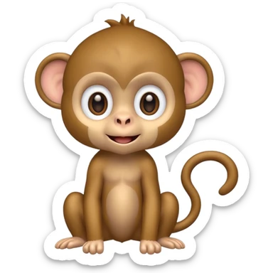 Cute 2.5D shading Graphics. Front View Standing Monkey. sticker