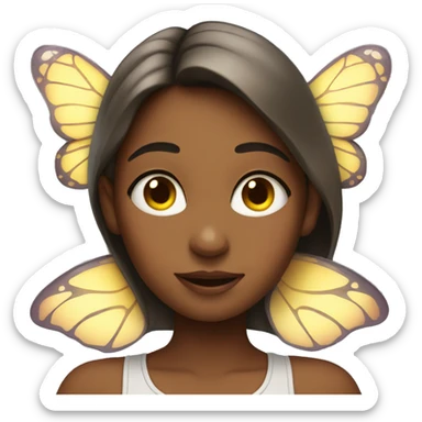 A girl flying with butterfly wings and both hands on her eyes sticker