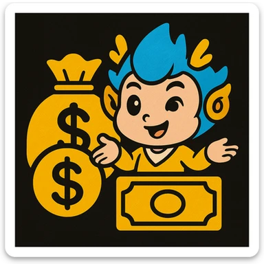 An icon with yellow tone, meaning Finance, request to pay, style like the reference image, use the mascot sticker