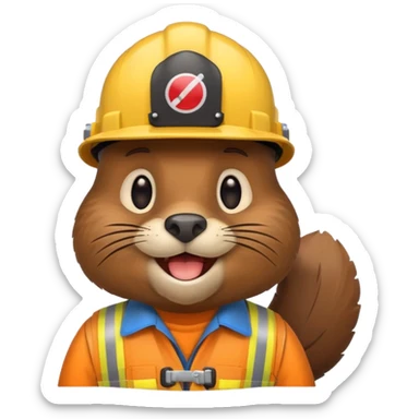 beaver  wearing a hard hat emojis funny sticker