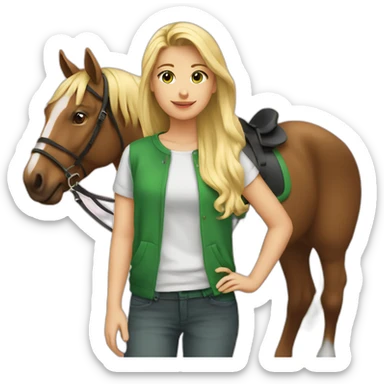 Adolescente blonde avce une queue de cheval et un pull vert sticker