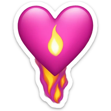 Pink heart on fire sticker