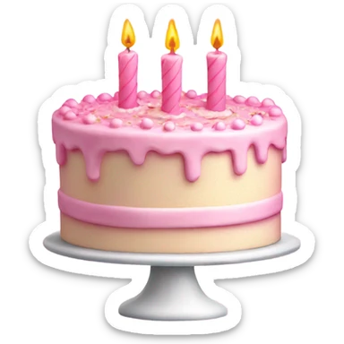 Birthday cake in white and pink colors sticker