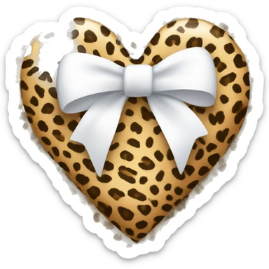 Cheetah print heart with white bow sticker