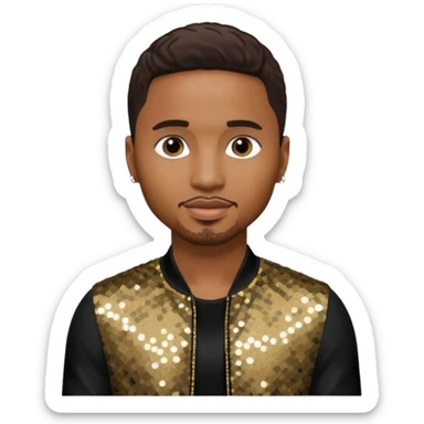 Trey Songz with dark brown hair, black sequin outfit sticker