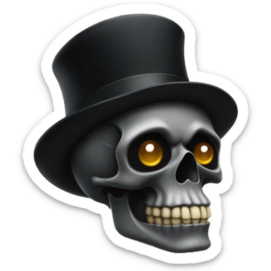 full black skull wearing a bowler hat sticker