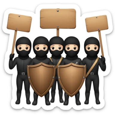 Ski mask people wearing black with shields and signs sticker