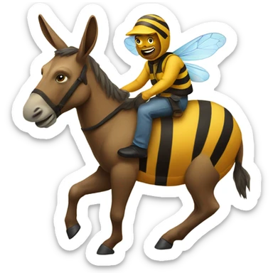 A bee riding a donkey sticker