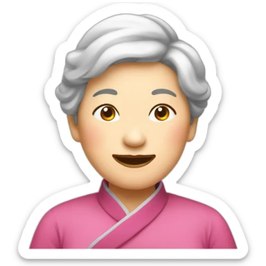 Chinese senior lady show love sign sticker