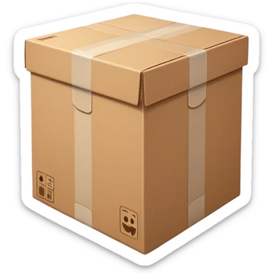 cardboard shipping box with tape sticker