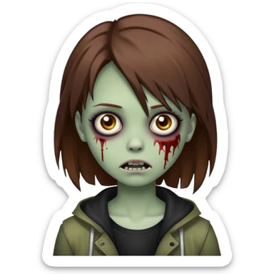 Girl zombie brown hair emo emoji sticker