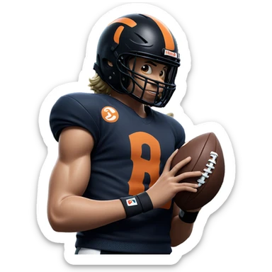 boy in sportswear holding helmet sticker