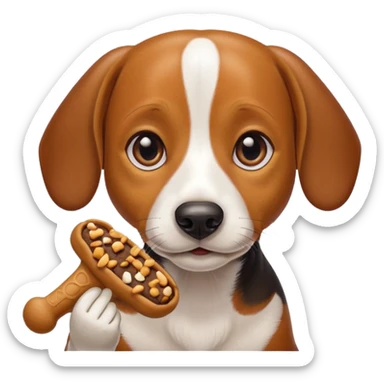 beagle dachshund mix with a treat sticker