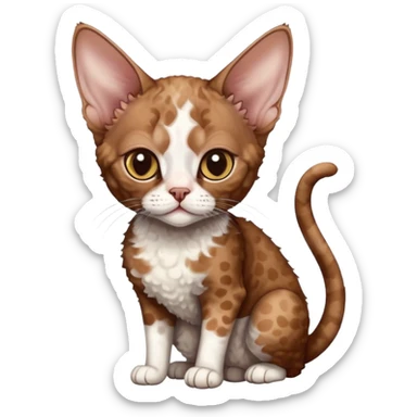 Brown cat devon-rex with white spots sticker