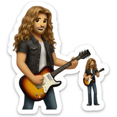 long haired male playing guitar torso emoji sticker