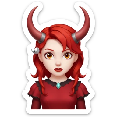 Red hair girl with evil horns and red dress sticker