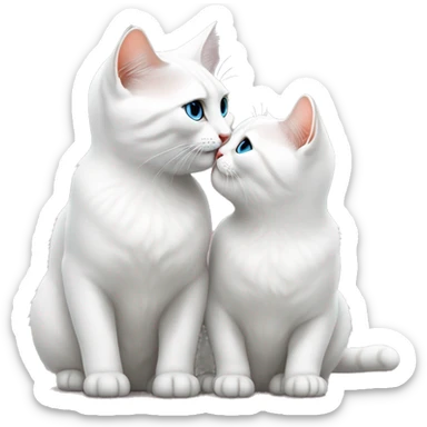 Two white British cats are kissing  sticker