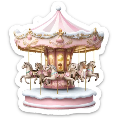 Light pink Christmas carousel with snow  sticker