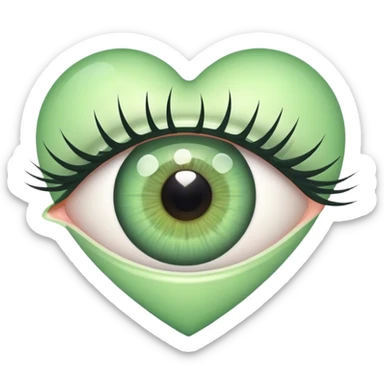 Eye with eyelashes inside light green heart sticker