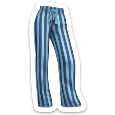 Realistic isolated pair of navy blue and pastel blue long fashion vertical striped pants. sticker