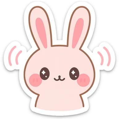 Make the rabbit's ears much longer while keeping the kawaii style and maintaining the motion effect. Remove the background. sticker
