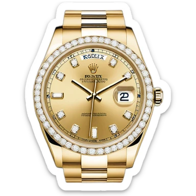 Rolex daydate gold with white dial an diamond indicis sticker