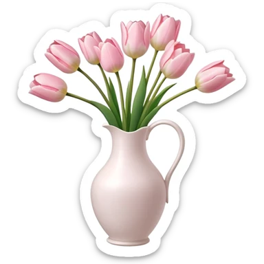 Light pink tulips in white vase sticker