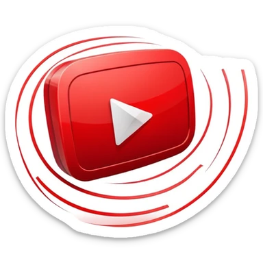 red YouTube play button logo with speed lines sticker