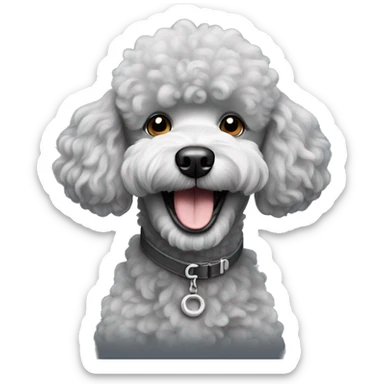 Grey happy poodle  sticker