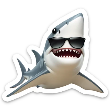 Shark with sunglasses on the Beach  sticker