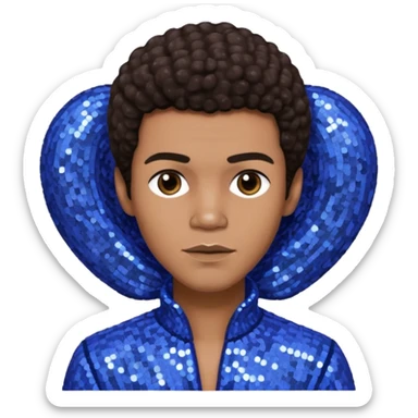 Bobby Farrell from Boney M with dark brown hair, periwinkle sequin outfit sticker