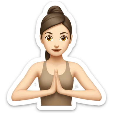 White Brunette Girl doing yoga in beige tones  sticker
