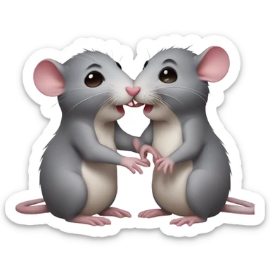 2 kawaii rats kissing  sticker