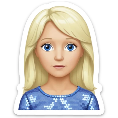  Agnetha Fältskog from ABBA with long platinum blonde hair, periwinkle sequin outfit  sticker