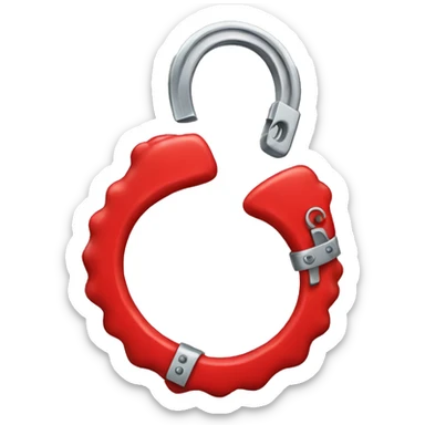 Red fuzzy handcuffs apple emoji sticker