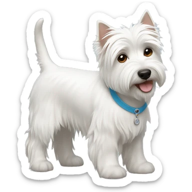 westie dog with a brown haired blue eyed girl sticker