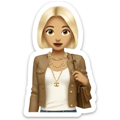 Blonde Chanel Asian Girl with Birkin bag and Chanel necklace sticker
