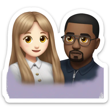 Chuu from Loona and Kanye West loving each other sticker