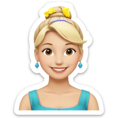 woman with blonde hair in a bun and earrings sticker