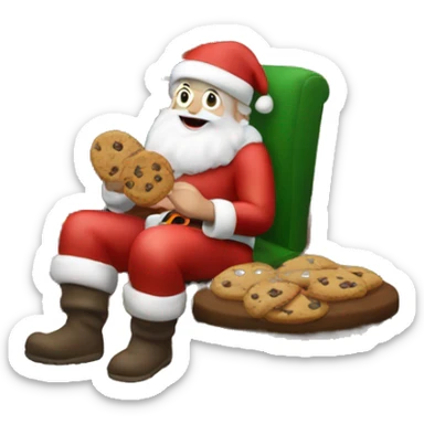 santa eating a cookie near a fireplace  sticker