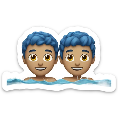 Two white boys swimming in the water  sticker